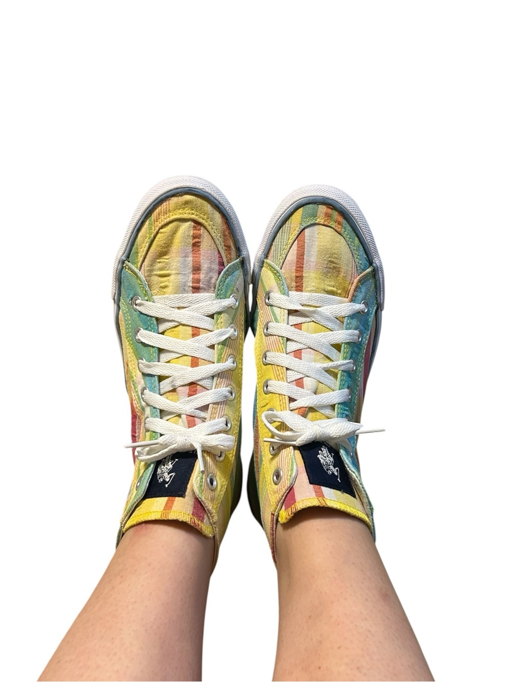 U.S. Polo Assn. Rainbow Plaid High Top Canvas Sneakers Size 7.5 - Picture 2 of 14